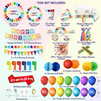 486 PC Colorful Birthday Party Decorations for Men, Women, Kids, Boy, Girl, Unisex.