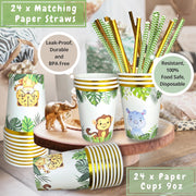 Jungle Safari Baby Shower Party Supplies | Disposable Tableware | Serves 24.