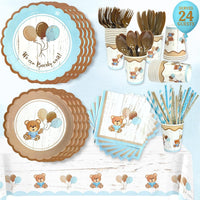 Teddy Bear Baby Shower Party Supplies | Disposable Tableware | Serves 24