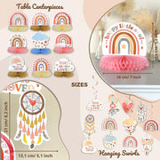 33 Pc Rainbow Party Decorations Boho Table Rainbow Decor Rainbow Swirls.