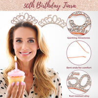 50th Birthday Decorations for Women 40 pc - Party Supplies - Black and Rose Gold Theme