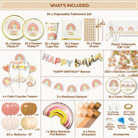 310 Pc Boho Birthday Decorations , Rainbow Party Decorations.
