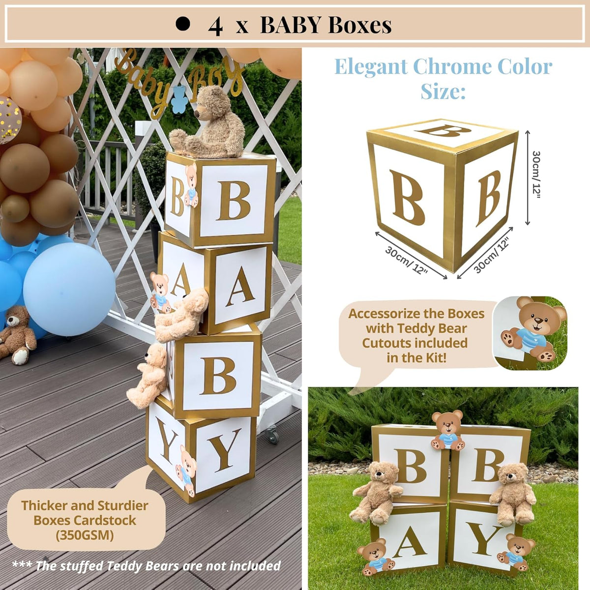 Baby Shower Balloon Garland BABY Boxes Teddy Bear Theme