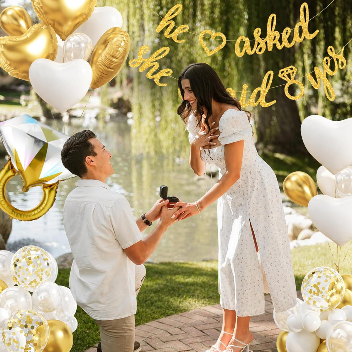 Engagement Party Decorations , Gold and White Bridal Decorations