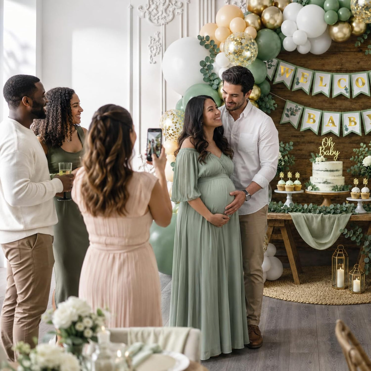 Sage Green Baby Shower Decorations, Gender Neutral
