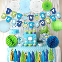 Boy Baby Shower Decorations | Blue Gold Green White.