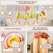 310 Pc Boho Birthday Decorations , Rainbow Party Decorations.