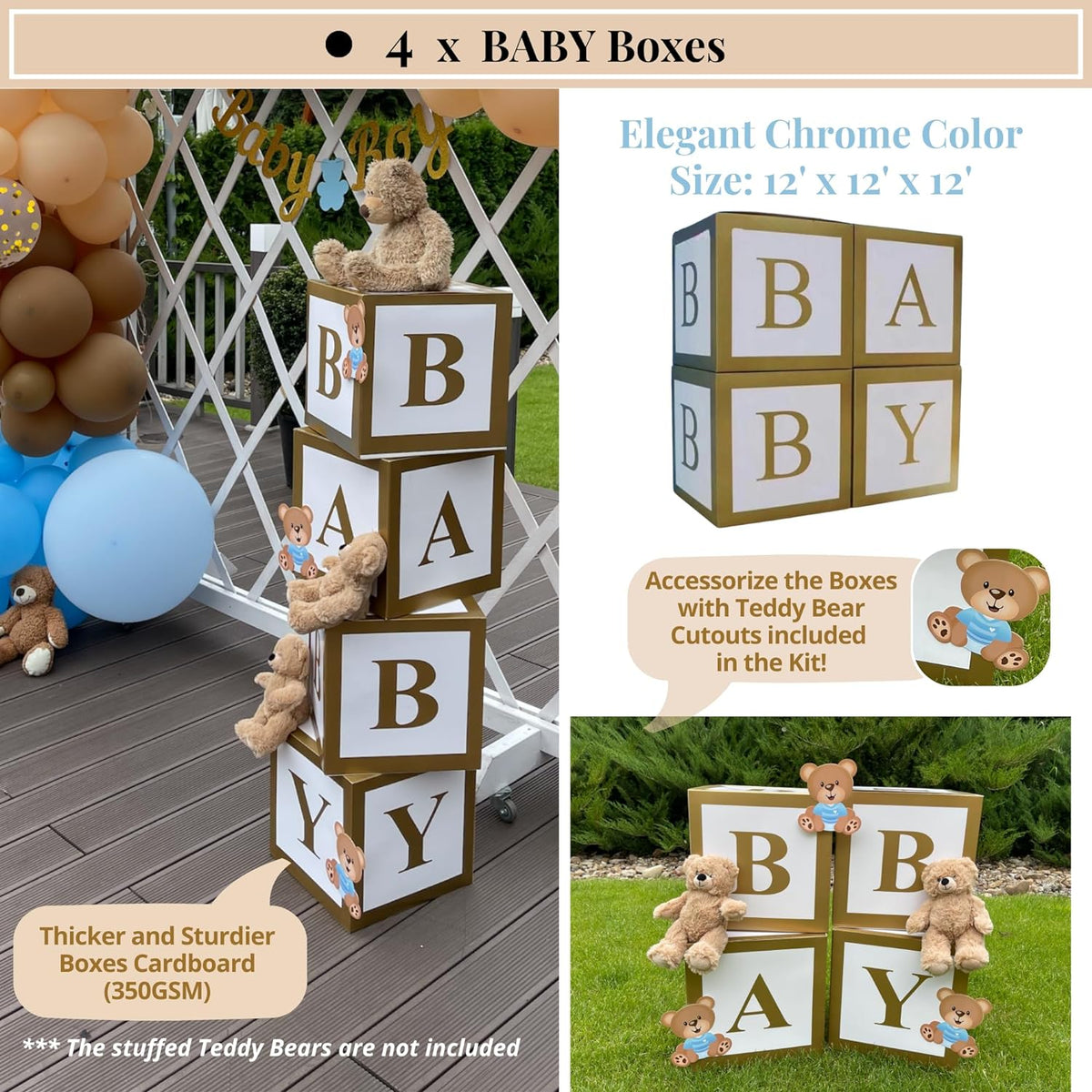 Baby Shower Balloon Garland &  BABY Boxes | Teddy Bear Theme.