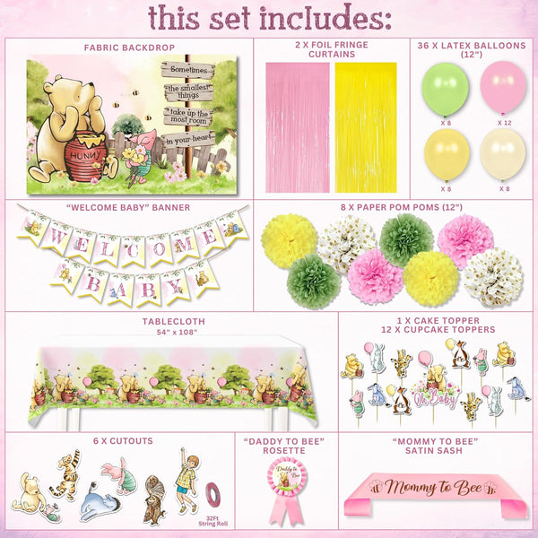 Pink Winnie Baby Shower Decorations