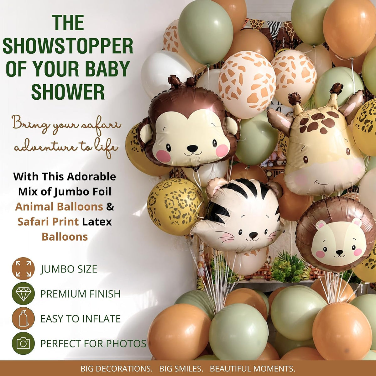 Safari Baby Shower Decorations, Jungle Animal Party Set
