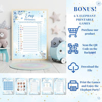 187 pc Premium Elephant Baby Shower Decorations for Boy