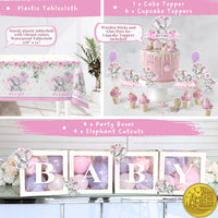 169 pc Premium Pink Elephant Baby Shower Decorations Girl