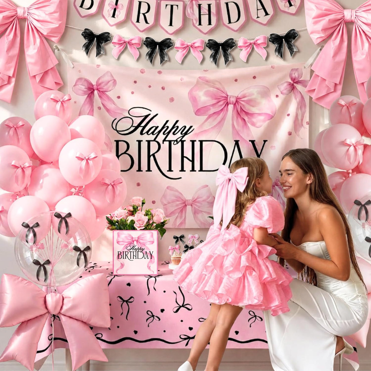Pink Bow Birthday Decorations