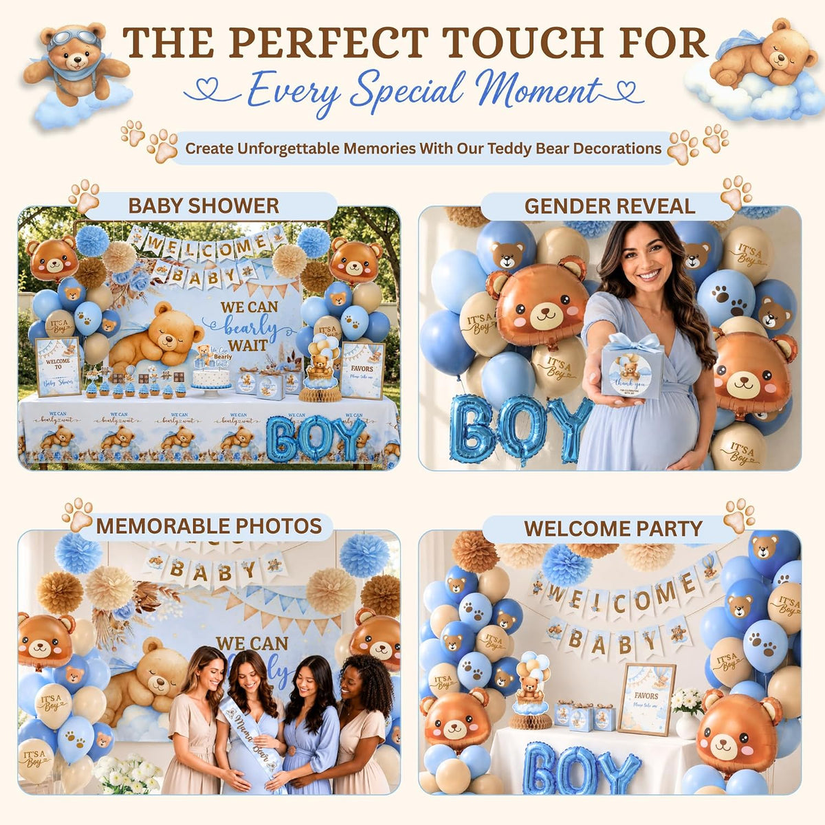 We Can Bearly Wait Baby Shower Decorations Kit for Boy