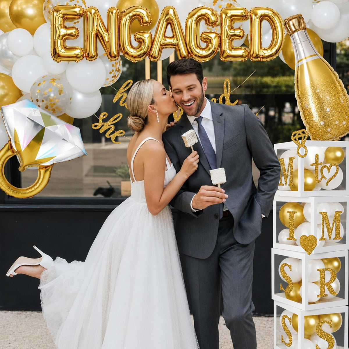Engagement Party Decorations , Gold and White Bridal Decorations
