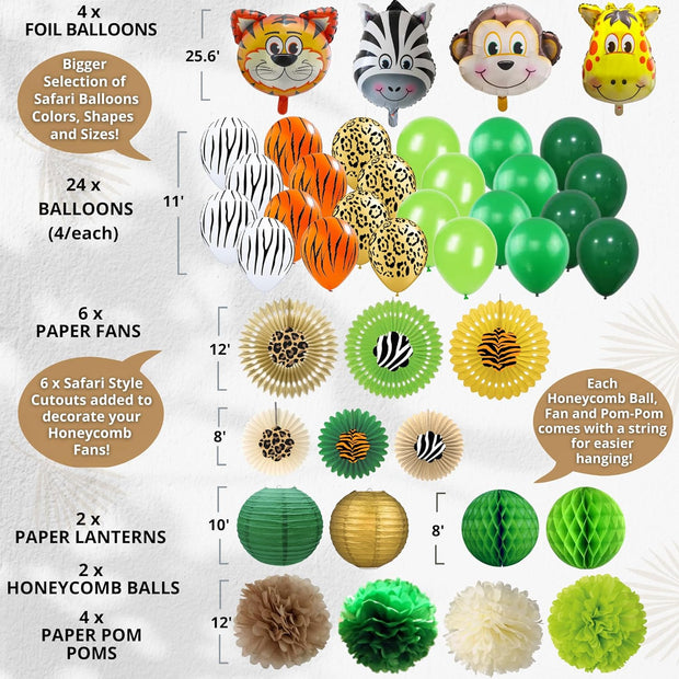 Premium Safari Baby Shower Decorations for Boy Jungle Theme Baby Shower Decor..