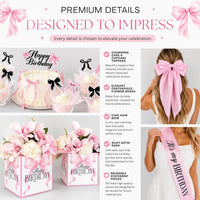 Pink Bow Birthday Decorations