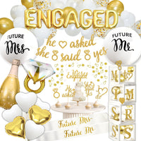 248 Pc Engagement Party Decorations , Gold and White Bridal Decorations.
