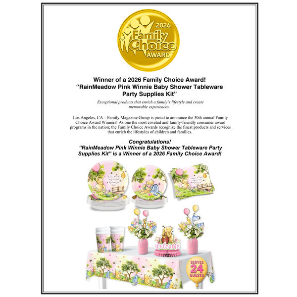 Winnie Baby Shower Decorations Girl – Pink Winnie Party Supplies Tableware with Pooh Plates, Napkins, Cups, Tablecloth, Cupcake Toppers – Baby Girl Pooh Baby Shower