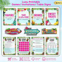 RainMeadow 209 pc Luau Birthday Party Decorations Set for 25 guests - Hawaiian Theme with Aloha Banner, Balloons, Flamingo, Tableware - Tropical Luau Party Supplies