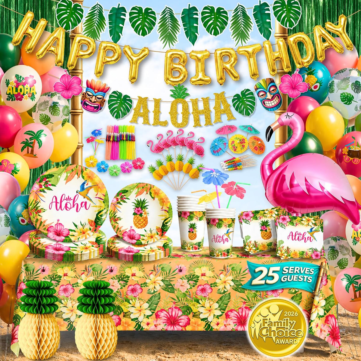 Luau Birthday Party Decorations Set for 25 guests