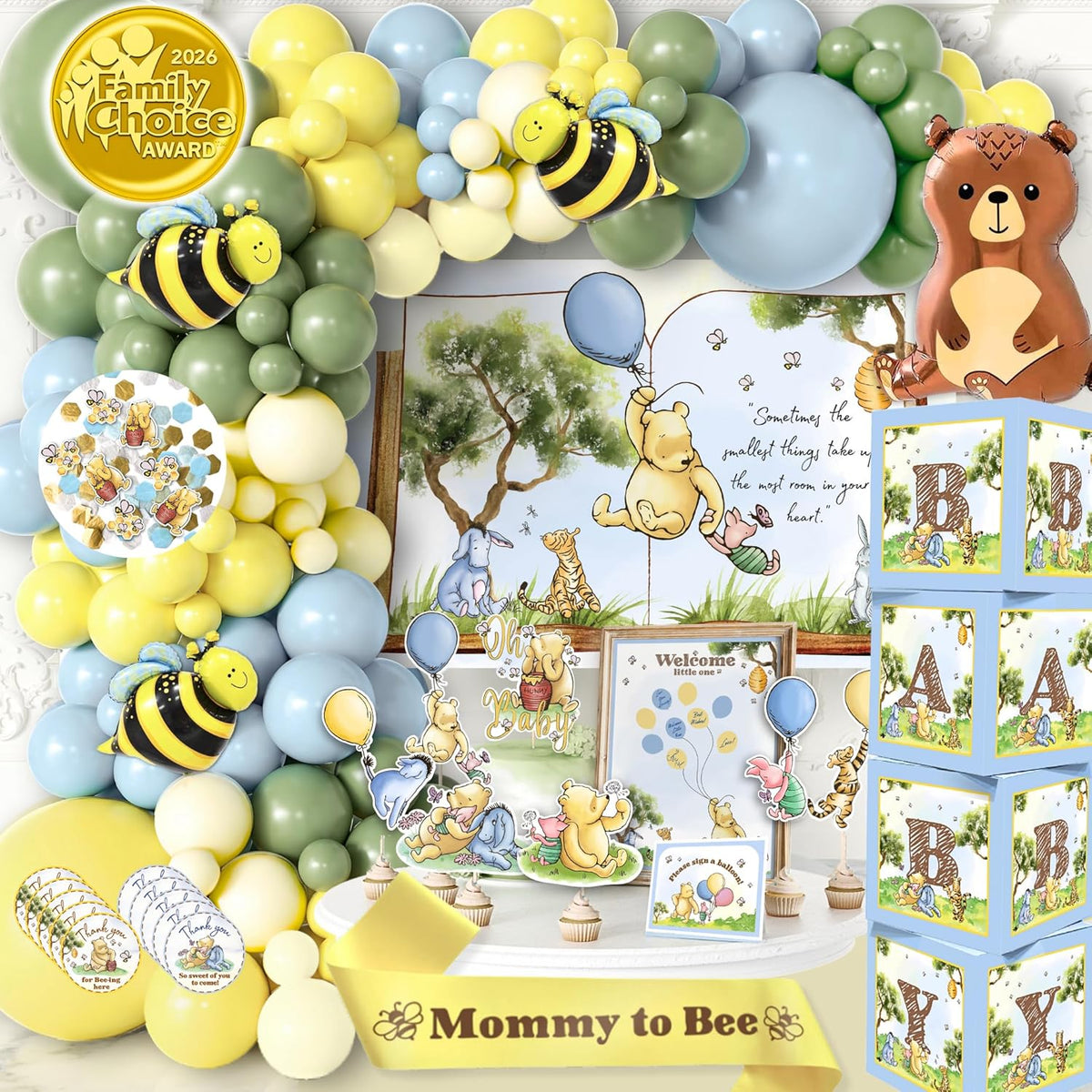 Winnie the Pooh Baby Shower Decorations Kit, All-in-1 Party Pack