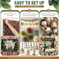 Safari Baby Shower Decorations, Jungle Animal Party Set