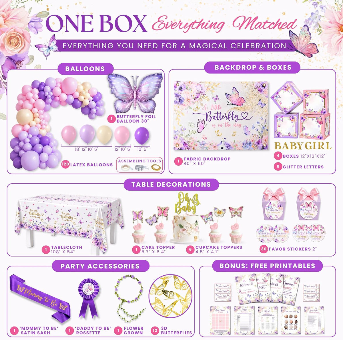 Butterfly Baby Shower Decorations for Girl