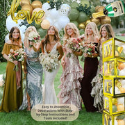 Sage Green Bridal Shower Decorations 2 in 1 Set - Balloon Garland Arch and Boxes.