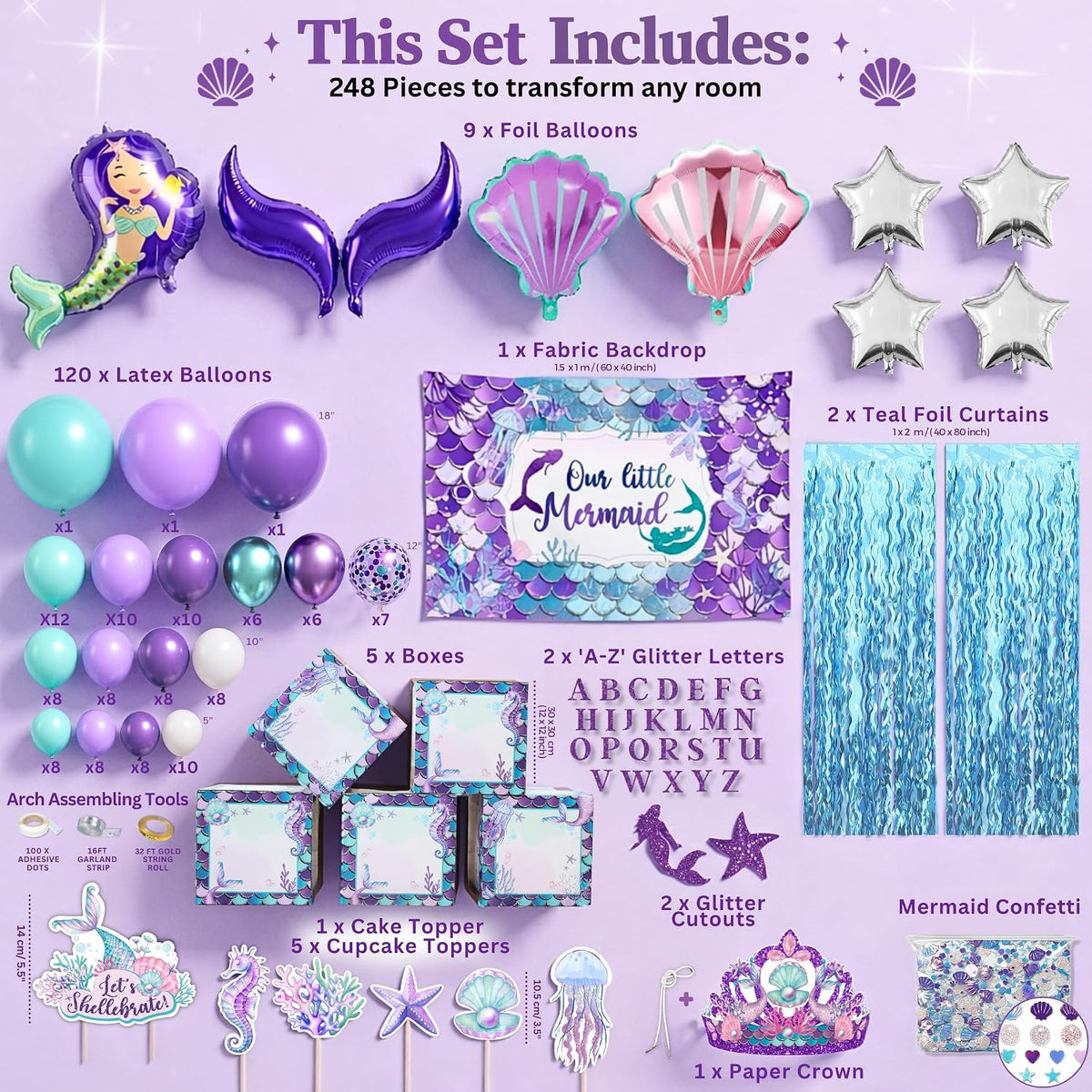 Little Mermaid Birthday Decorations Kit