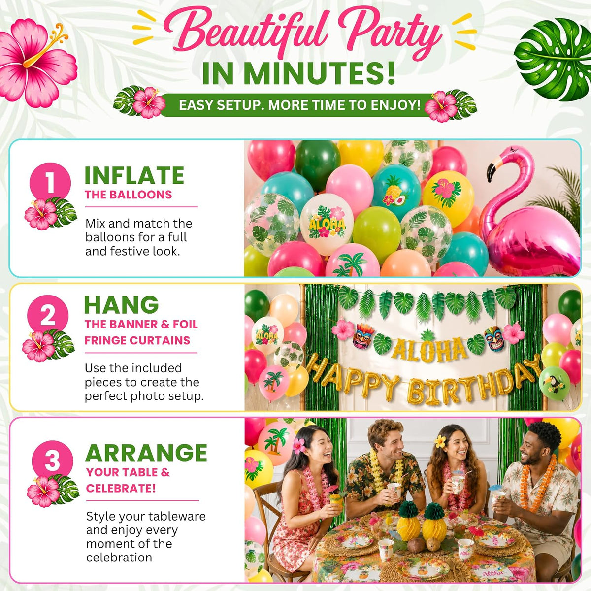Luau Birthday Party Decorations Set for 25 guests