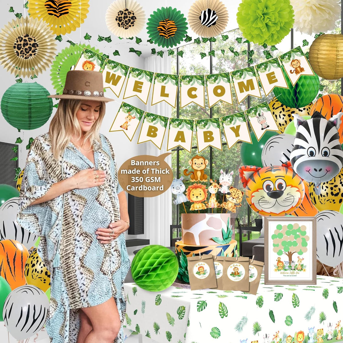 Premium Safari Baby Shower Decorations for Boy Jungle Theme Baby Shower