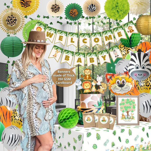 Premium Safari Baby Shower Decorations for Boy Jungle Theme Baby Shower Decor..