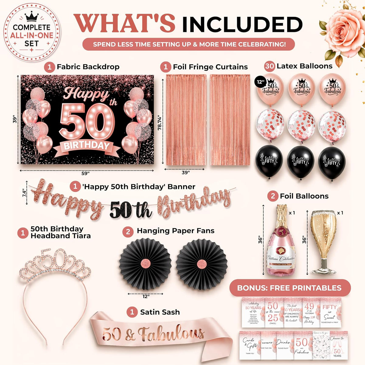 50th Birthday Decorations for Women
