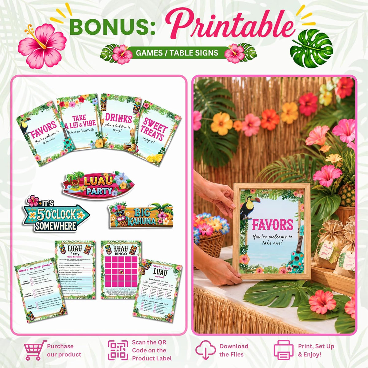 Luau Birthday Party Decorations Set for 25 guests
