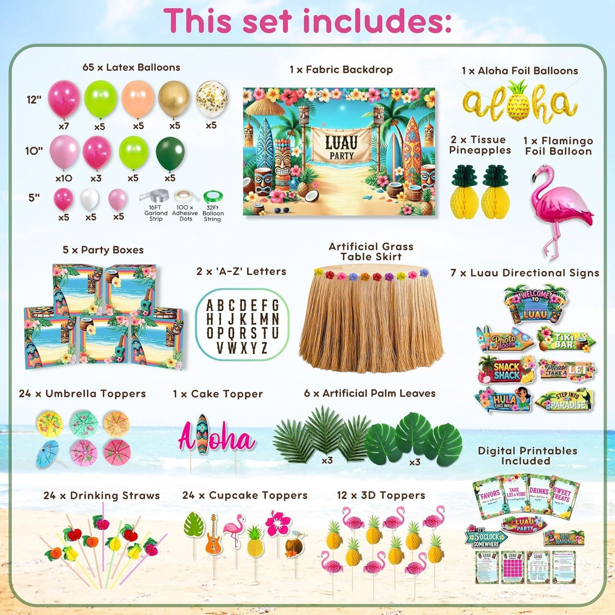 Luau Party Decorations Set – Hawaiian Birthday Party Decor