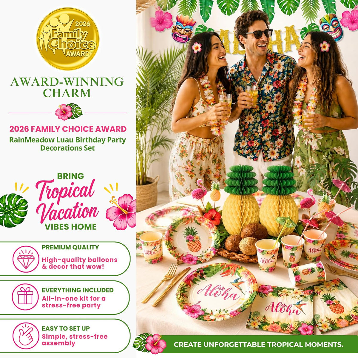 Luau Birthday Party Decorations Set for 25 guests