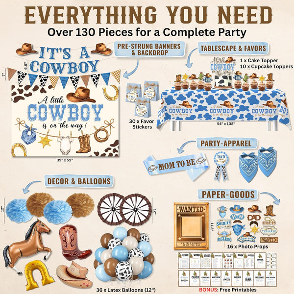 Cowboy Baby Shower Decorations for Boy