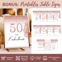 50th Birthday Decorations for Women 40 pc - Party Supplies - Black and Rose Gold Theme