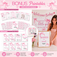 Pink Bow Baby Shower Decorations, Coquette Set for Girls