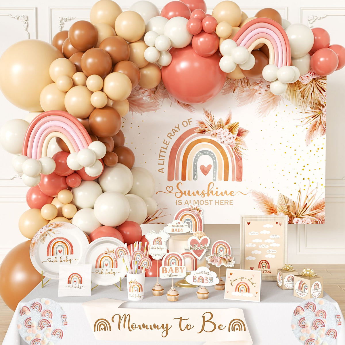 408 PC Boho Baby Shower Decorations for Girl.