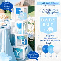 187 pc Baby Shower Decorations for Boy | Blue Elephant Theme.