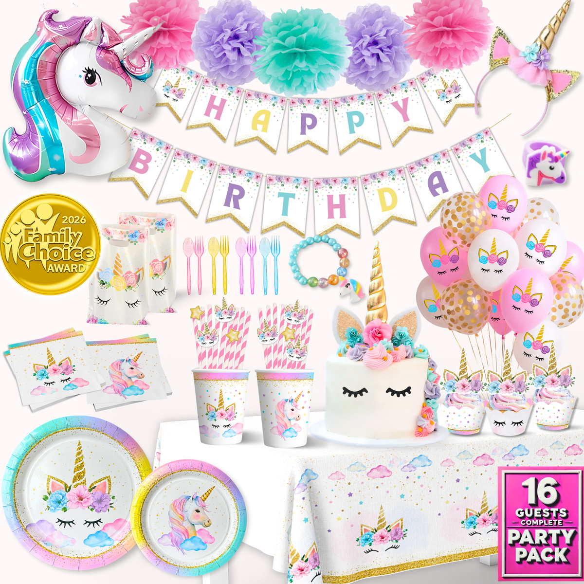 Unicorn Birthday Decorations Set for Girls