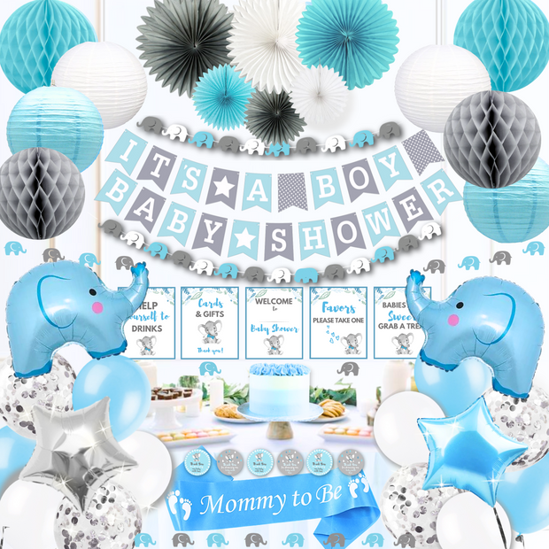 Boy Baby Shower Decorations | Elephant Theme.