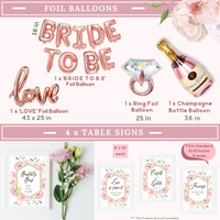 Rose Gold Bridal Shower Decorations 2 in 1 Set - Balloon Garland Arch and Boxes.