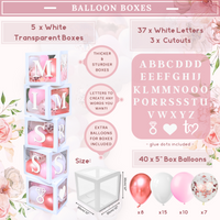 Rose Gold Bridal Shower Decorations 2 in 1 Set - Balloon Garland Arch and Boxes.
