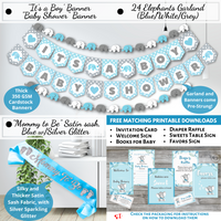 Boy Baby Shower Decorations | Jumbo Kit | Elephant Theme.