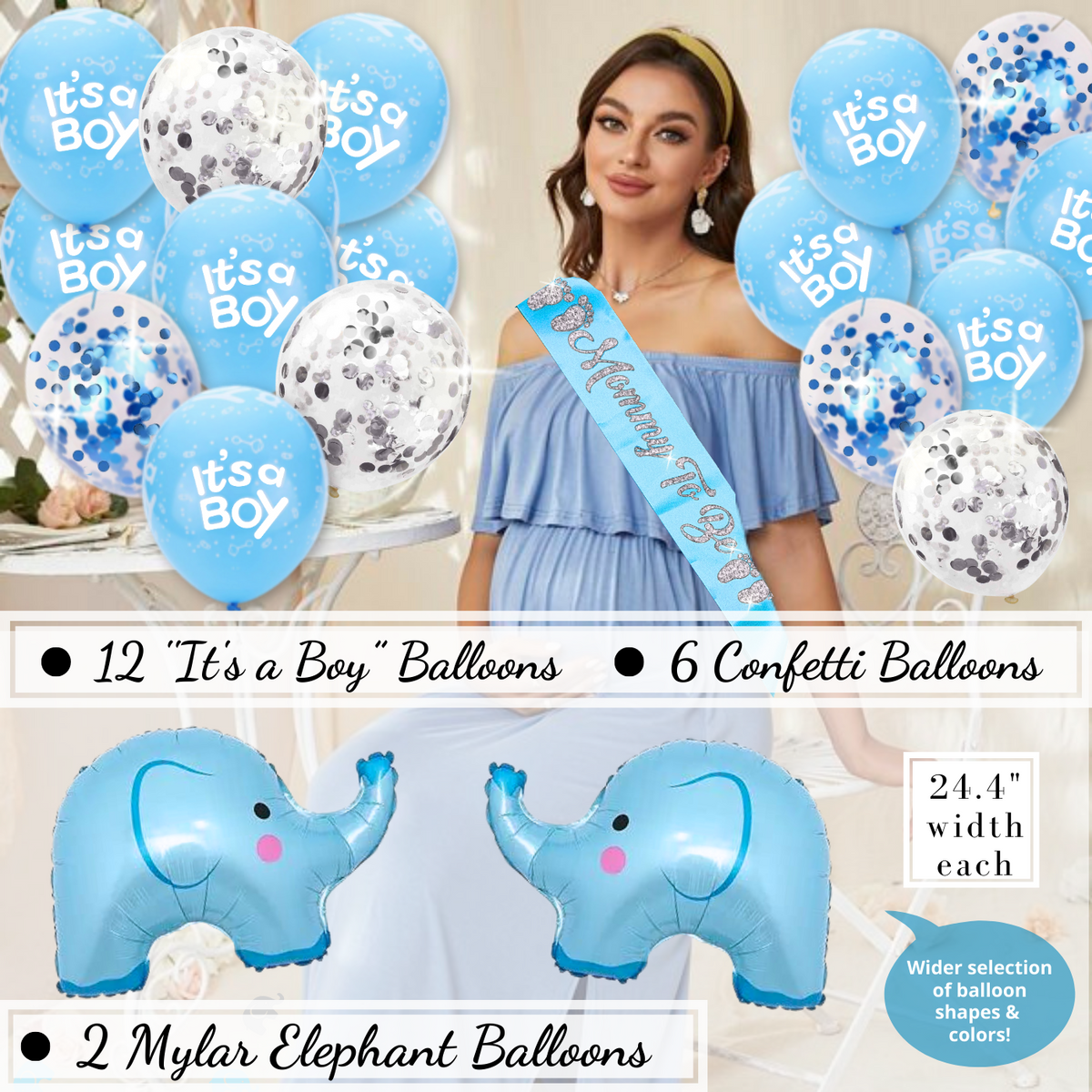 Boy Baby Shower Decorations | Jumbo Kit | Elephant Theme.