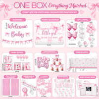 Pink Bow Baby Shower Decorations, Coquette Set for Girls