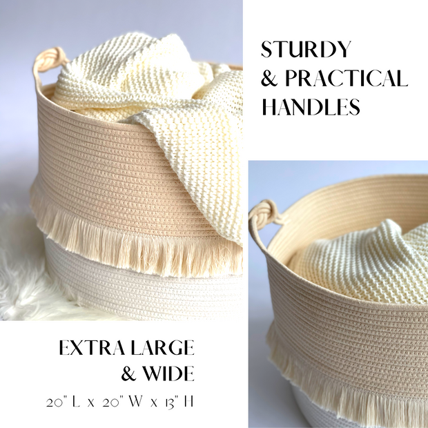 Cotton Rope Basket/ Beige Color/ XL.